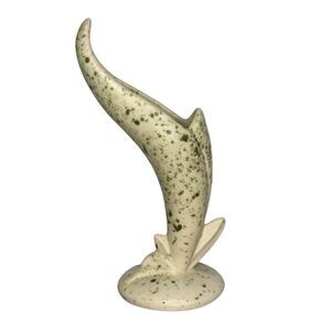 Vintage Dryden Bird Of Paradise Speckled Glaze Pottery Freeform Vase MCM 8.5”